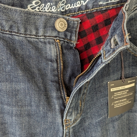 NWT Eddie Bauer Flannel Lined Boyfriend Relaxed Jean Size 12 - Picture 5 of 9